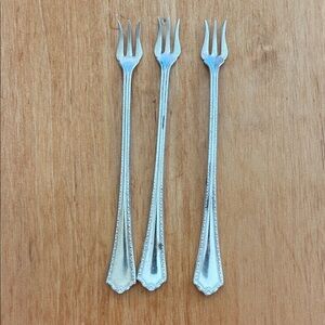 Three Bradford Silver Plate Cocktail Forks
